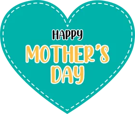 Charming Turquoise Heart-Shaped Mother's Day Celebratory Clipart Design