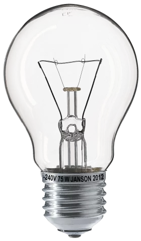 Classic Transparent Incandescent Light Bulb Clipart with Delicate Filament Design