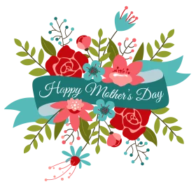 Elegant Mother's Day Floral Celebration Clipart with Festive Banner