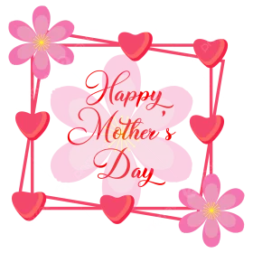 Elegant Pink Floral Hearts Mother's Day Celebration Clipart Design