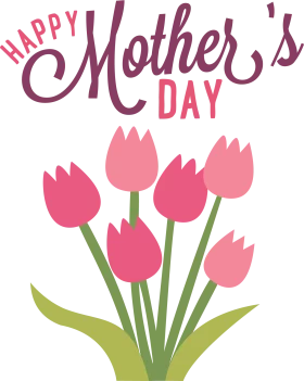 Elegant Pink Tulips Mother's Day Greeting Clipart Design for Heartfelt Celebration