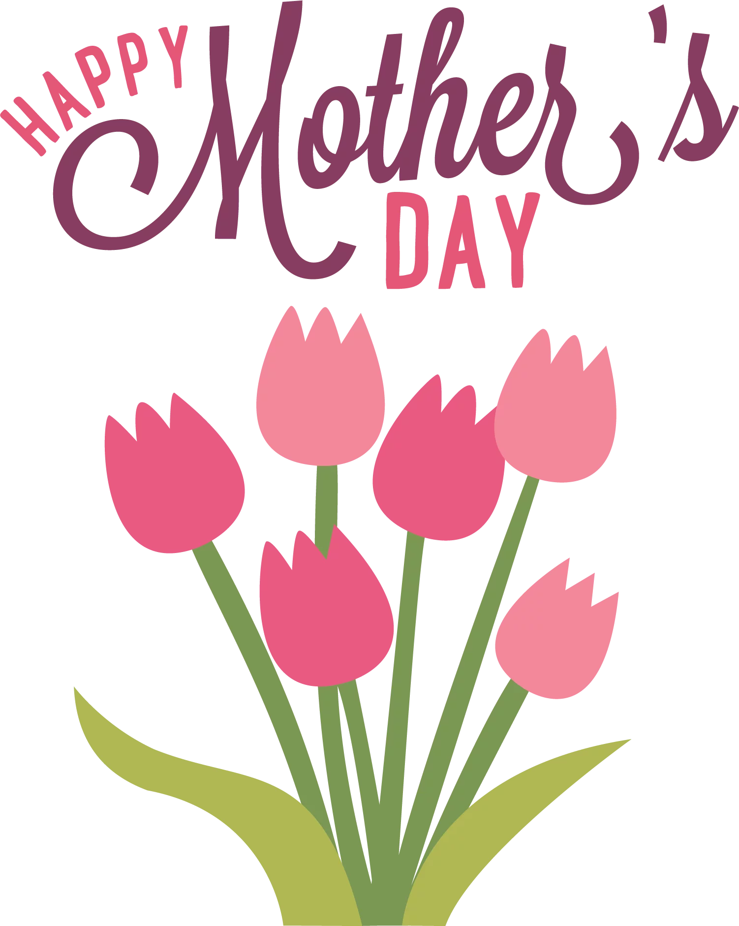 Elegant Pink Tulips Mother's Day Greeting Clipart Design for Heartfelt Celebration