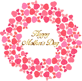 Elegant Rosy Heart-Shaped Mother's Day Celebration Clipart Design