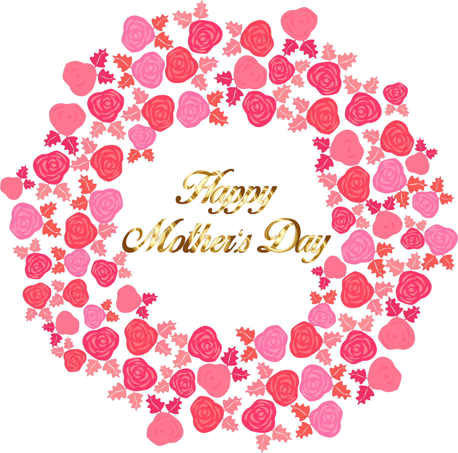 Elegant Rosy Heart-Shaped Mother's Day Celebration Clipart Design