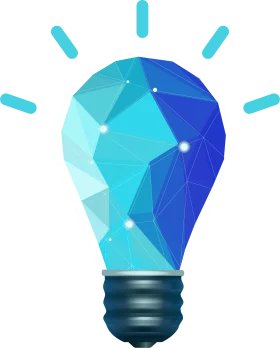 Geometric Low-Poly Light Bulb Clipart Illustration with Luminescent Blue Tones