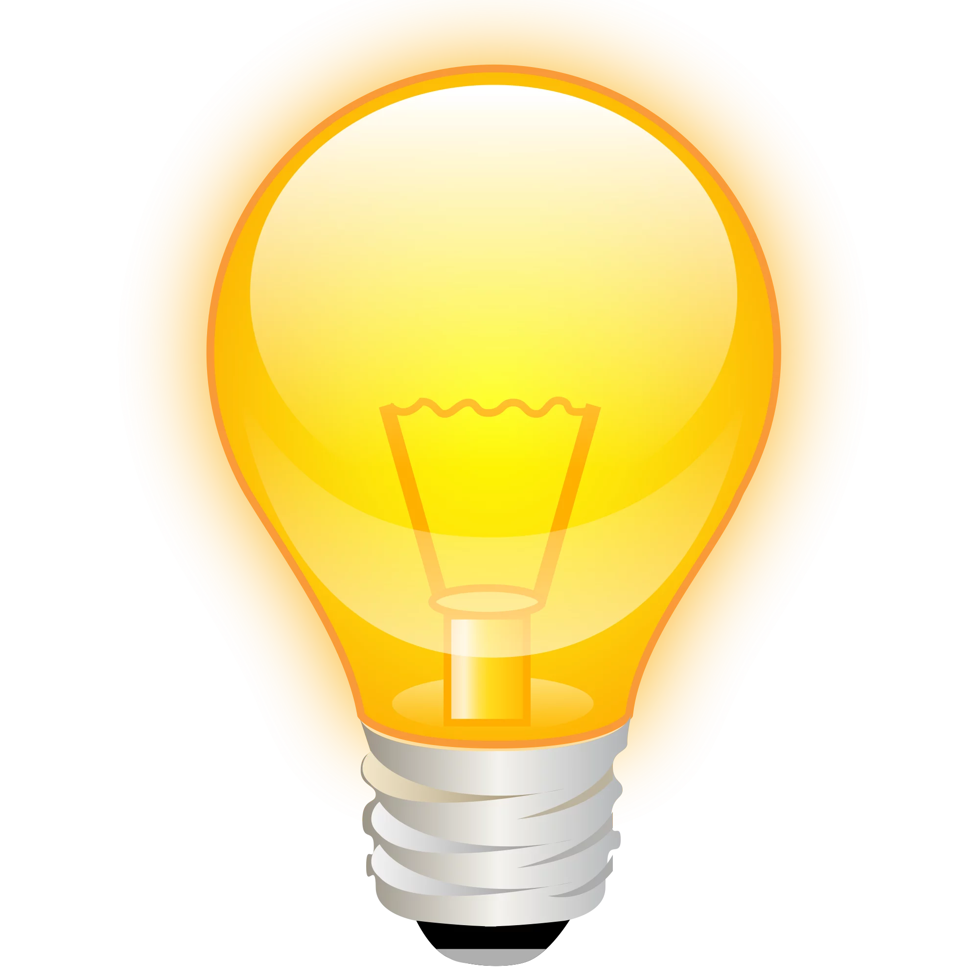 Glowing Yellow Incandescent Light Bulb Clipart Illustration with Warm Radiance