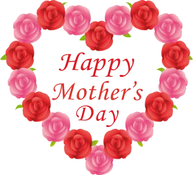 Heartwarming Mother's Day Rose Clipart Design with Pink and Red Blossoms