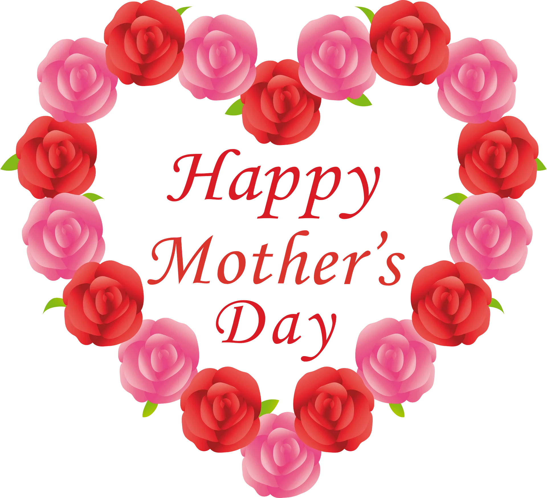 Heartwarming Mother's Day Rose Clipart Design with Pink and Red Blossoms