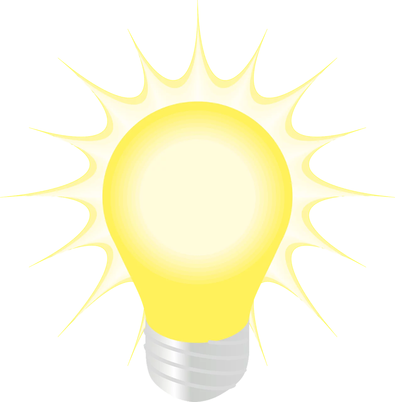 Illuminating Sun-Inspired Electric Light Bulb Clipart Design with Radiant Glow