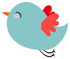 Whimsical Blue Bird Clipart with Cheerful Red Wings and Playful Style