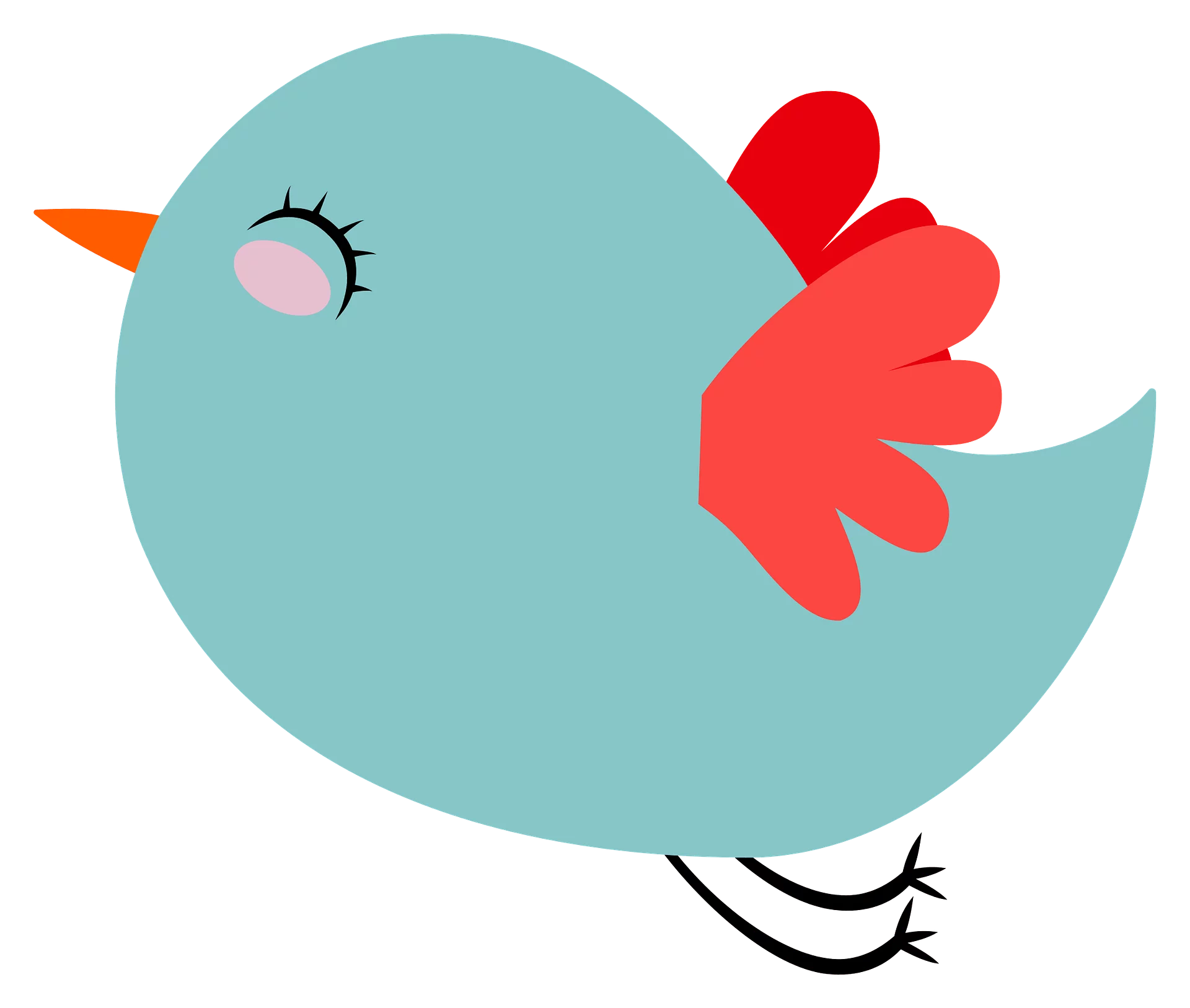 Whimsical Blue Bird Clipart with Cheerful Red Wings and Playful Style