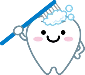 Adorable Kawaii Tooth Character Brushing with Cheerful Dental Hygiene Clipart