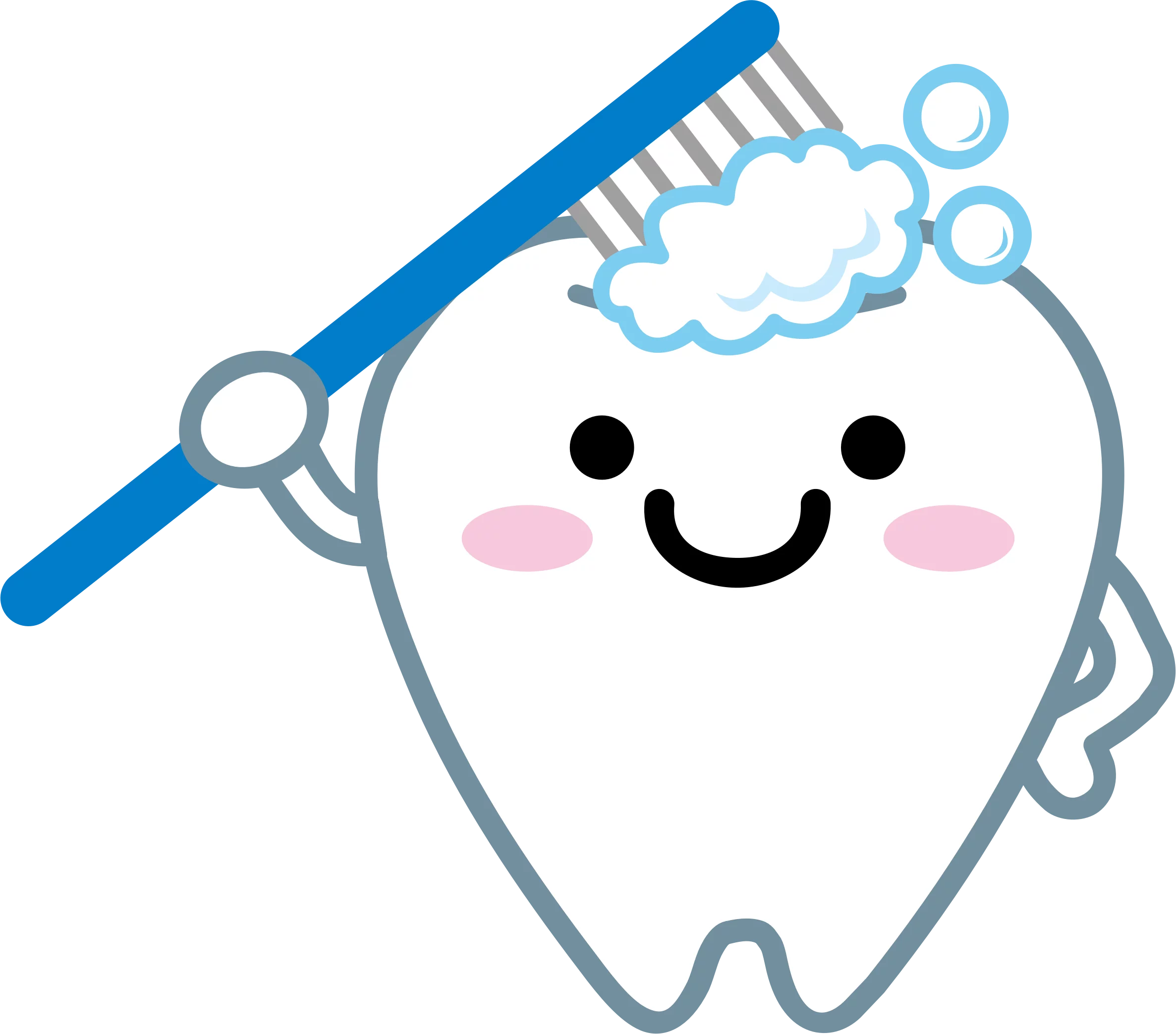 Adorable Kawaii Tooth Character Brushing with Cheerful Dental Hygiene Clipart