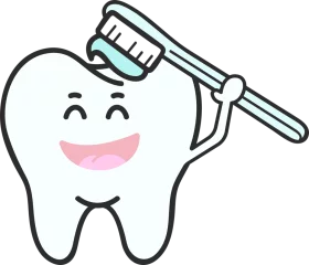 Cheerful Cartoon Tooth Character Brushing with a Playful Dental Hygiene Clipart