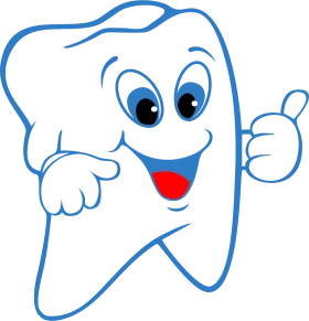 Cheerful Cartoon Tooth Clipart: A Friendly Dental Health Mascot with Thumbs Up