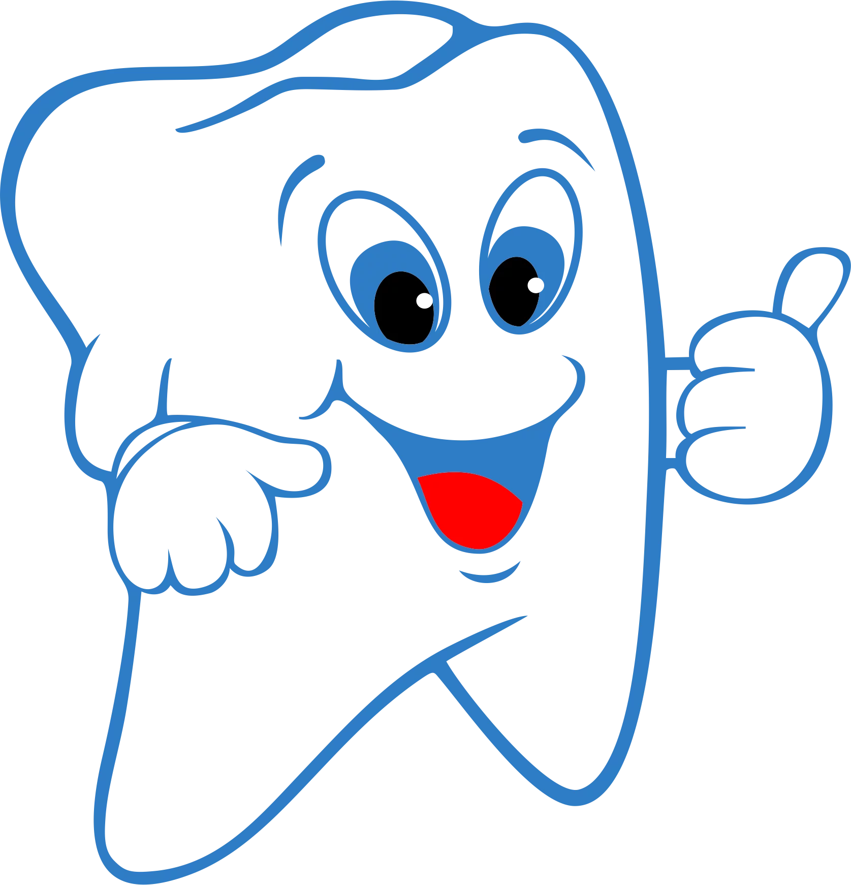 Cheerful Cartoon Tooth Clipart: A Friendly Dental Health Mascot with Thumbs Up