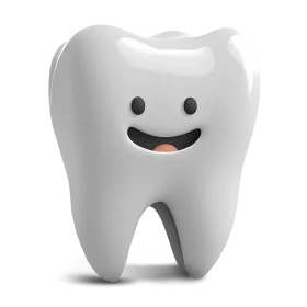 Cheerful Cartoon Tooth Clipart Rendering with Adorable Smiling Face