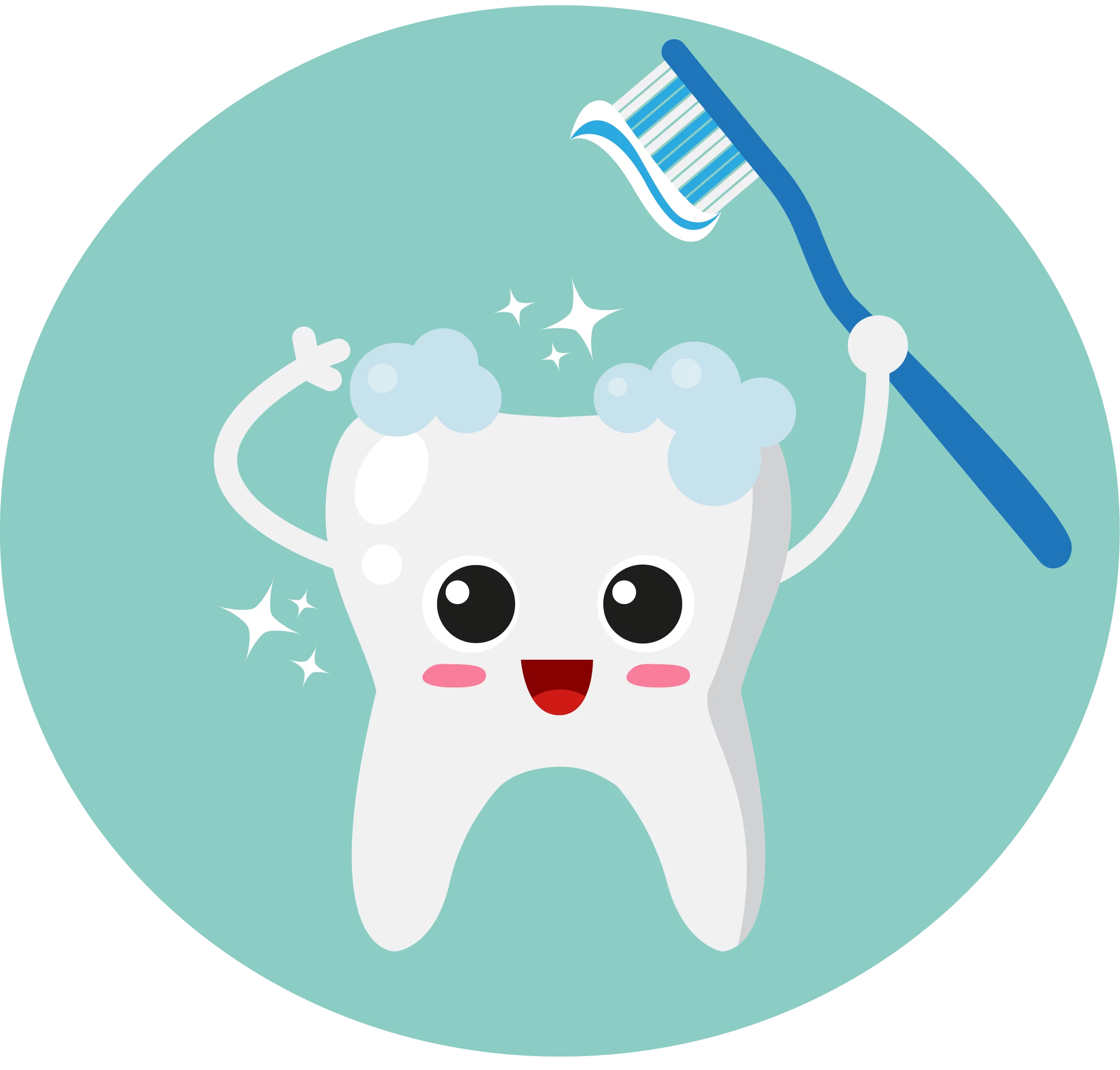 Cheerful Clean Tooth Clipart Character with Sparkling Dental Hygiene Illustration