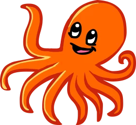 Cheerful Orange Octopus Clipart: Adorable Marine Creature with Playful Expression