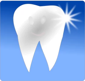 Clean White Dental Tooth Clipart Icon with Sparkling Light Effect