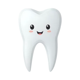 Cute and Cheerful Dental Cartoon Tooth Clipart with Adorable Facial Expression