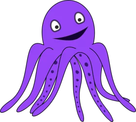 Playful Purple Octopus Clipart - Adorable Marine Creature with Cheerful Expression