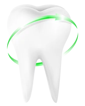 Pristine Dental Tooth Clipart with Elegant Green Protective Swirl Design