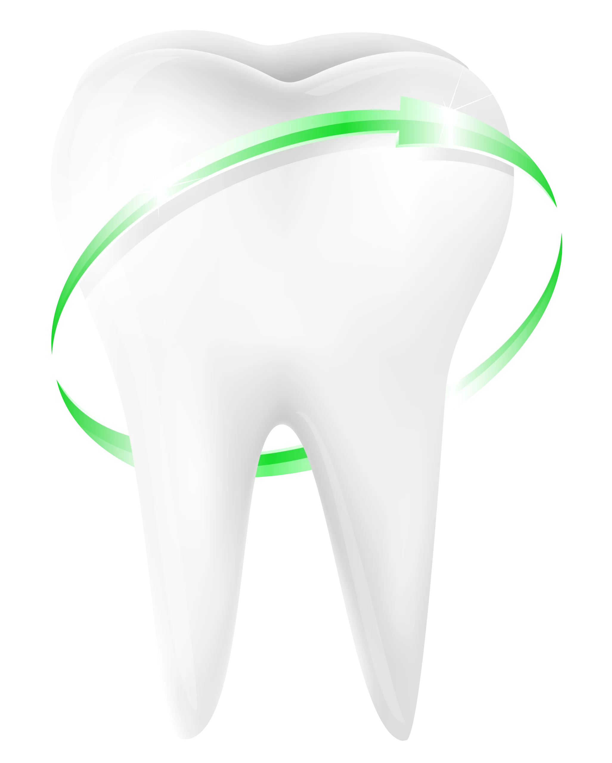 Pristine Dental Tooth Clipart with Elegant Green Protective Swirl Design