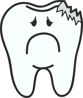 Sad and Damaged Tooth Clipart Illustration Showing Dental Distress and Decay