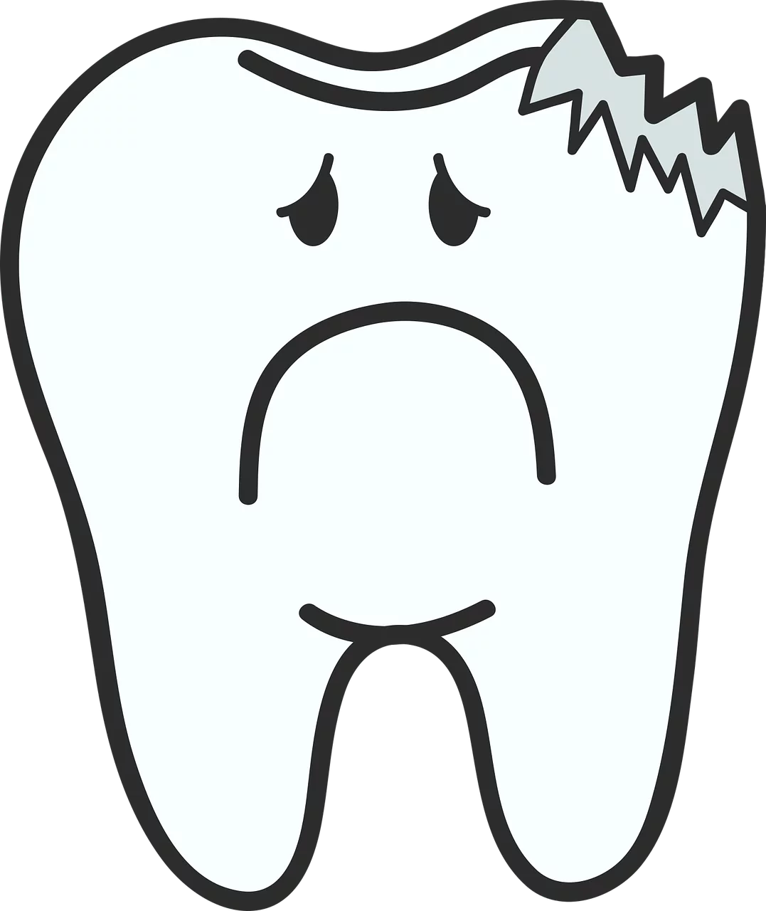 Sad and Damaged Tooth Clipart Illustration Showing Dental Distress and Decay