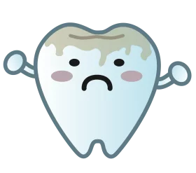 Sad and Discolored Cartoon Tooth Clipart Expressing Dental Distress