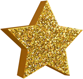 3D Golden Glittery Star Clipart with Sparkling Textured Surface