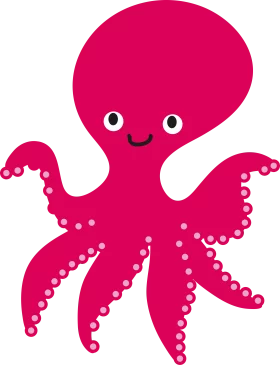 Adorable Magenta Octopus Clipart: A Cute and Playful Marine Creature Design