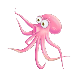 Adorable Pink Cartoon Octopus Clipart with Googly Eyes and Playful Tentacles