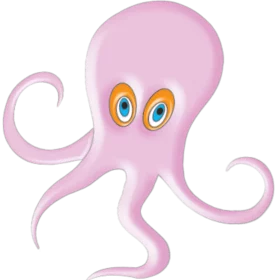 Adorable Pink Octopus Cartoon Clipart with Expressive Cartoon Eyes