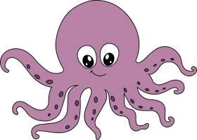 Adorable Purple Octopus Clipart with Charming Cartoon Style and Playful Expression