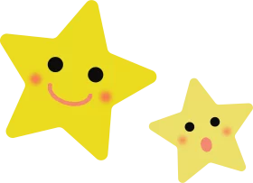 Cheerful Cartoon Star Clipart: Two Adorable Smiling Celestial Friends