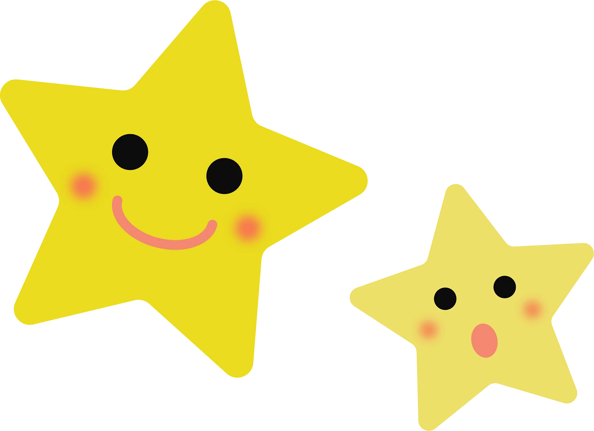 Cheerful Cartoon Star Clipart: Two Adorable Smiling Celestial Friends