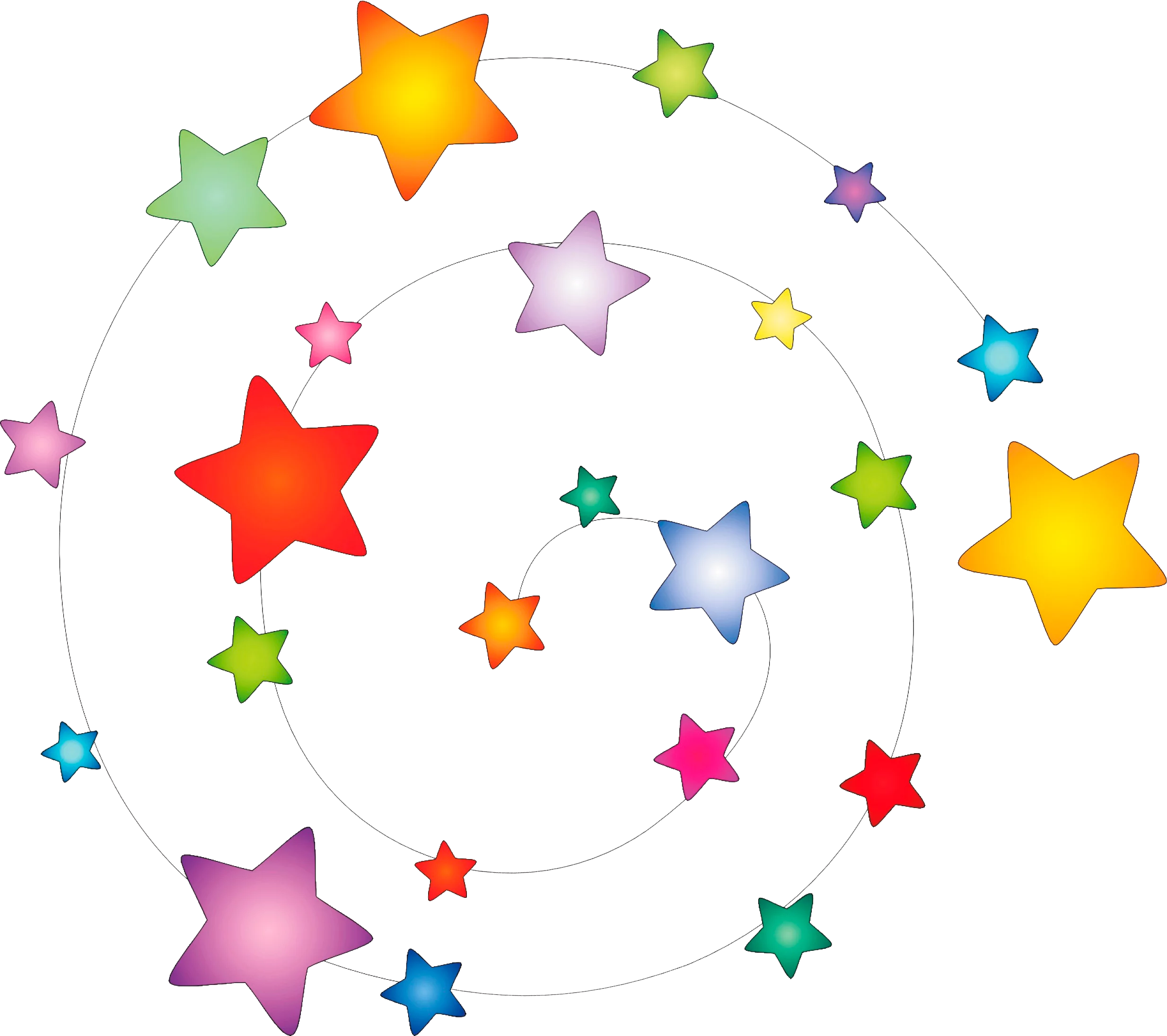 Colorful Celestial Dance: A Whimsical Stars Clipart Collection of Cosmic Joy