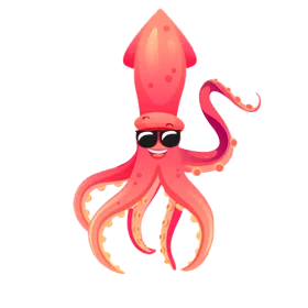 Cool Coral Pink Squid Wearing Sunglasses Adorable Sea Creature Clipart Design