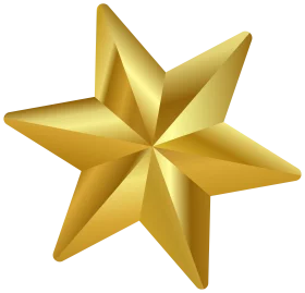 Golden Geometric Six-Pointed Star Clipart with Dimensional Metallic Sheen