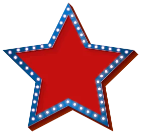 Patriotic Red and Blue Star-Shaped Marquee Lights Clipart Design Element