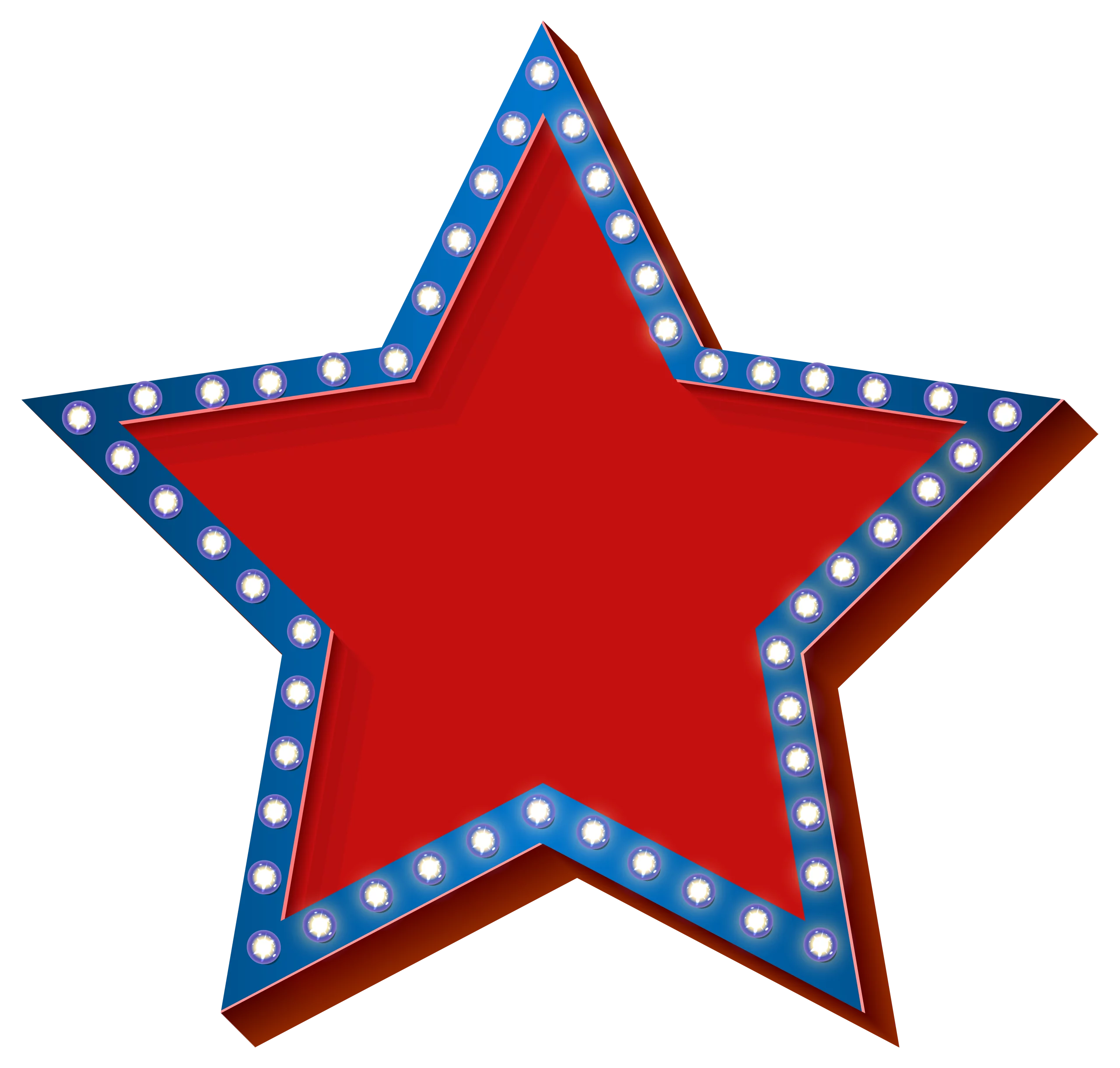 Patriotic Red and Blue Star-Shaped Marquee Lights Clipart Design Element