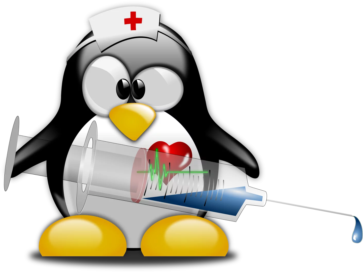 Adorable Medical Penguin Nurse Clipart with Syringe and First Aid Gear