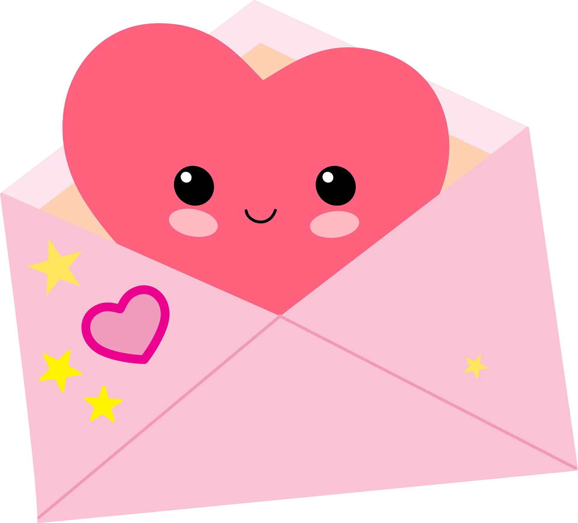 Adorable Pink Heart Nestled Inside a Cute Valentine's Day Love Letter Clipart