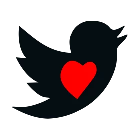 Adorable Twitter Bird Logo with Passionate Red Heart Valentine's Day Clipart Design