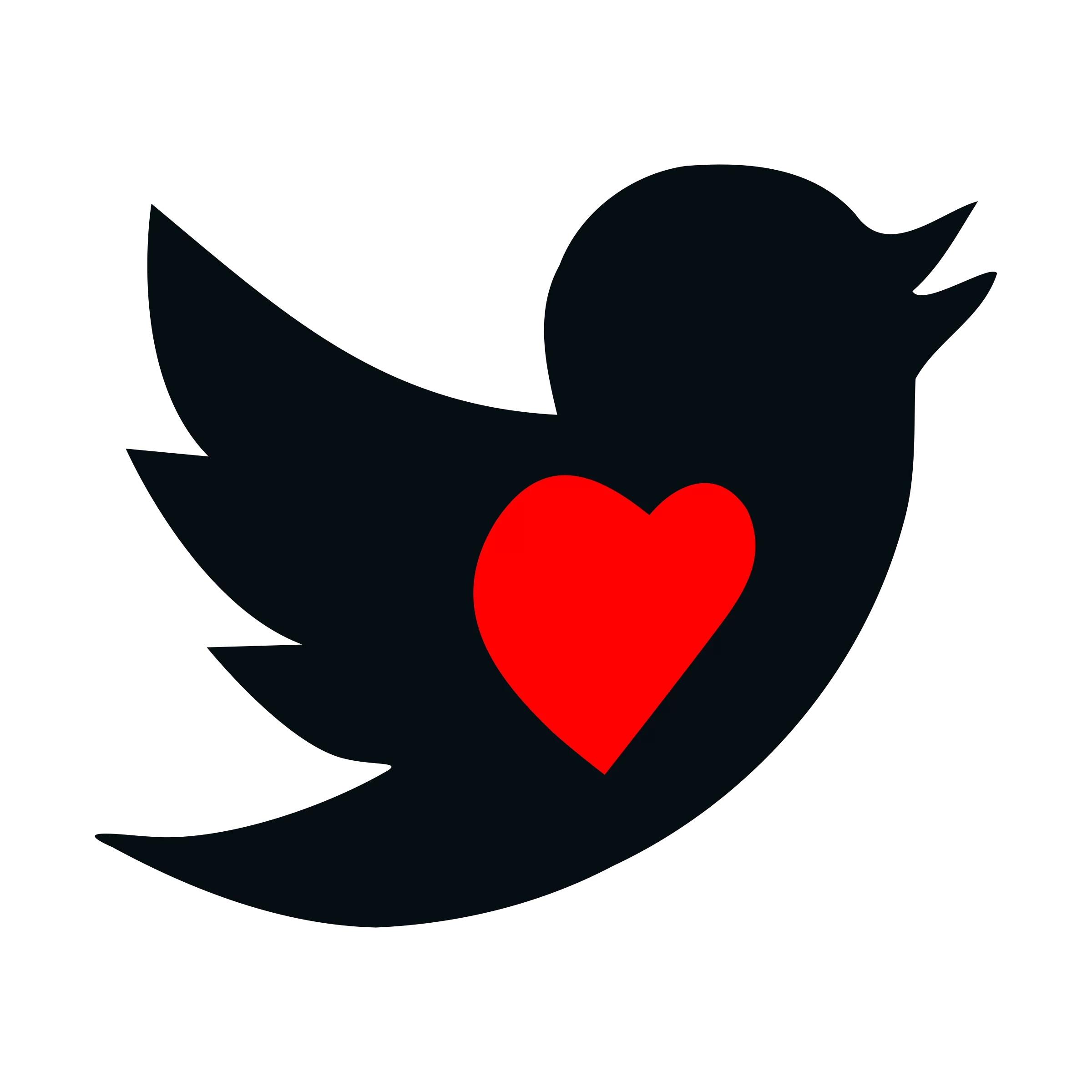 Adorable Twitter Bird Logo with Passionate Red Heart Valentine's Day Clipart Design