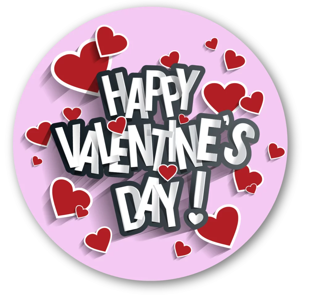 Charming Happy Valentine's Day Festive Clipart Design with Playful Hearts