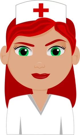 Cheerful Healthcare Professional Clipart Illustration with Red Hair and Green Eyes