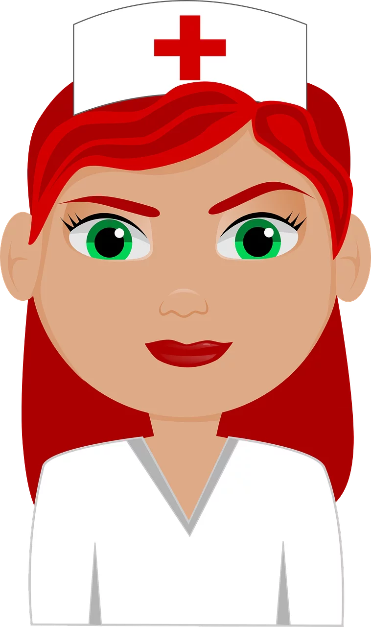 Cheerful Healthcare Professional Clipart Illustration with Red Hair and Green Eyes